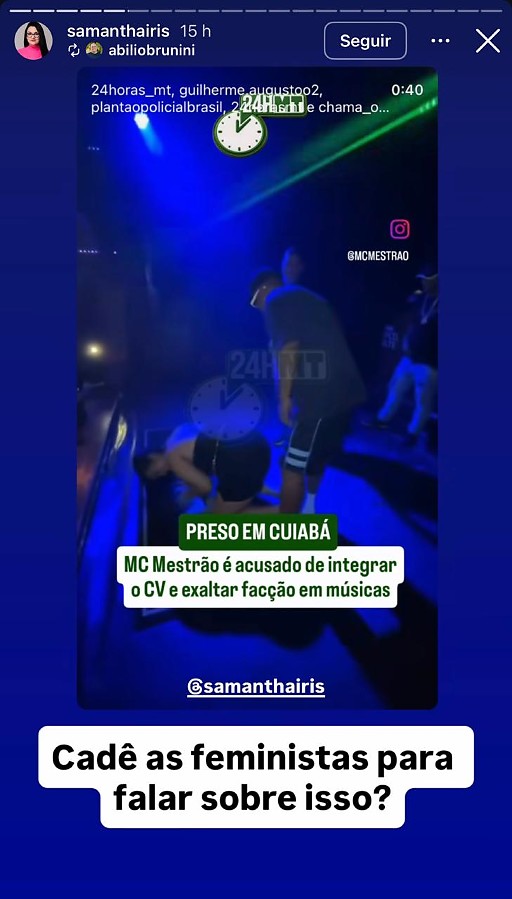 SAMANTHA IRIS SOBRE MC MESTR&Atilde;O