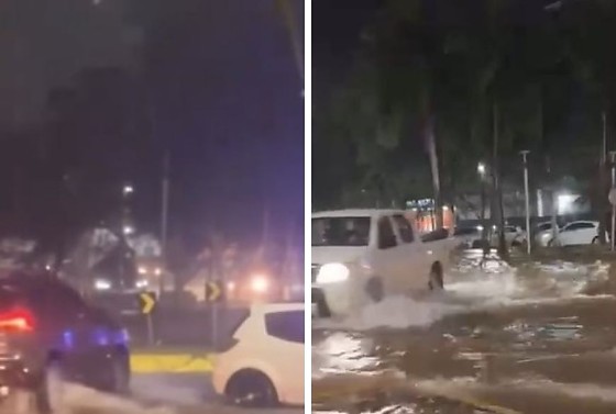 Alagamentos em Sinop. A segunda-feira terminou com chuva forte e ventos em diversas cidades de Mato Grosso.
