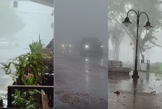 Chapada dos Guimarães amanheceu coberta de neblina neste domingo