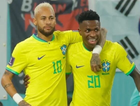 Neymar e Vini Jr. Juntos em partida do Brasil