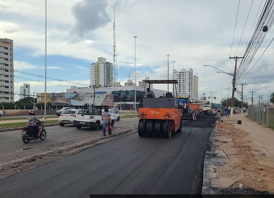 No fim de semana, os trabalhos são executados na rua da Amaggi e na lateral do Pantanal Shopping.