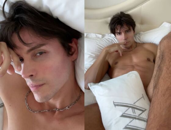 Filho de bispo aparece nu em foto nas redes sociais com travesseiro cobrindo partes íntimas.