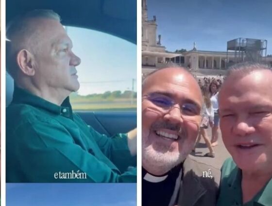 Foto postada por senador mostra um padre usando o crachá do evento