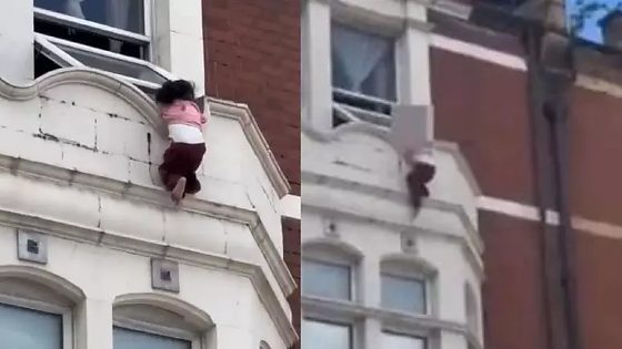 Policial e um homem que passava pelo local conseguem amparar a criança após queda de parapeito