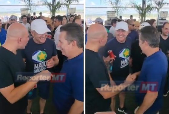 Prefeito, ex-governador e atual chefe do Executivo juntos no Parque Novo Mato Grosso