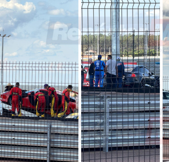Veículos bateram durante desfile de carros esportivos em prova da Fórmula Truck.