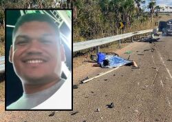Após o impacto, a motocicleta pegou fogo, e a rodovia precisou ser parcialmente interditada até a retirada dos veículos.