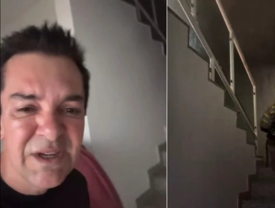 Em vídeo publicado em seu perfil no Instagram, o músico apareceu visivelmente abalado enquanto registrava a grande quantidade de fumaça e aguardava a chegada do Corpo de Bombeiros.