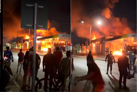 O imóvel, localizado nas proximidades da Avenida Filinto Müller, rapidamente foi tomado pelo fogo.