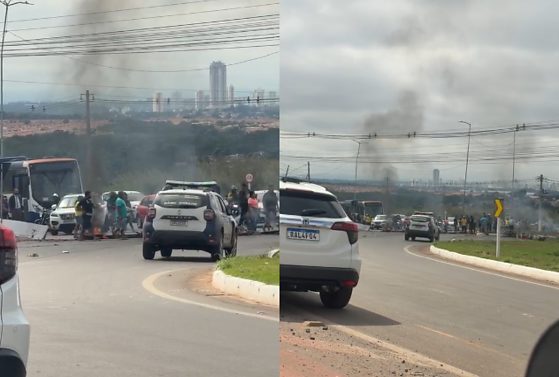 Moradores de Várzea Grande fizeram protesto contra falta de água na manhã deste domingo (5)