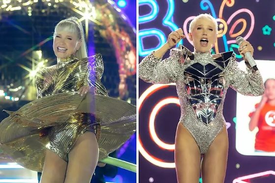 Xuxa Meneghel durante apresentação em SP.
