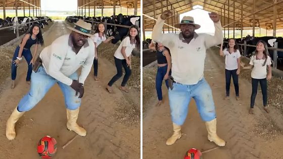 O trabalhador rural de Minas Gerais conquistou quase 20 mil seguidores em um dia após publicar coreografia gravada ao lado das filhas da patroa