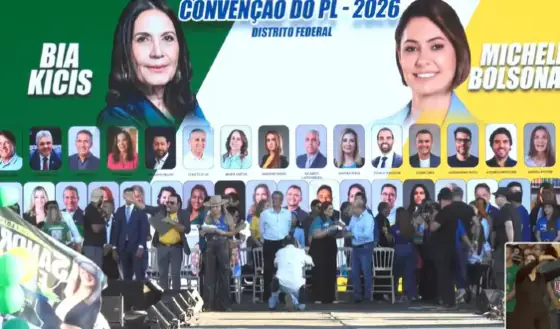 Flávio Bolsonaro participou da convenção que oficializou Michelle Bolsonaro e Bia Kicis ao Senado e o apoio do PL à reeleição de Celina Leão.