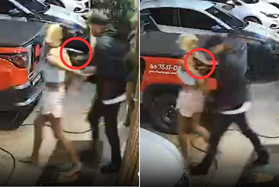 Na gravação, um homem leva a vítima para fora do estabelecimento com uma arma apontada para a cabeça.