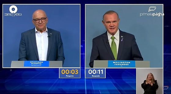 Otaviano Pivetta e Wellington Fagundes trocaram acusações no primeiro debate das eleições de 2026