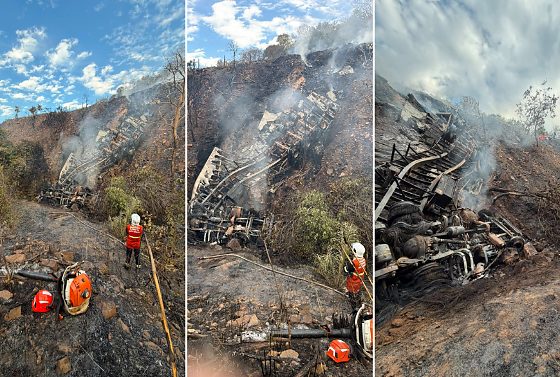O acidente ocorreu nas proximidades do início da Serra do Mangaval, no sentido Cáceres/Cuiabá.