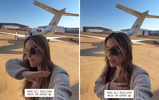 Mariana Fagundes contou nas redes sociais que o avião precisou pousar em Goiânia após uma falha no gerador.
