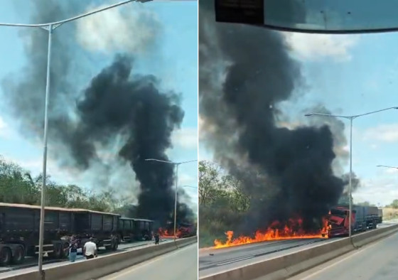 O incêndio foi controlado pela equipe da Nova Rota do Oeste com o auxílio de um caminhão-pipa.