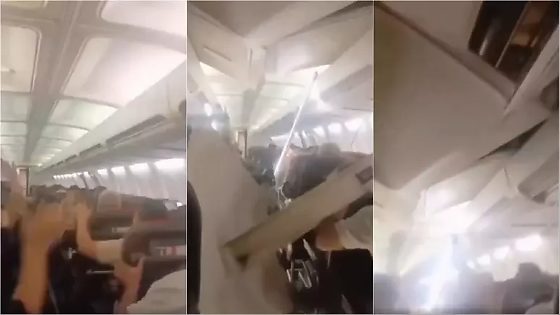 Placas do forro se desprenderam durante o voo e caíram sobre passageiros; aeronave retornou ao aeroporto de origem e ninguém ficou ferido.