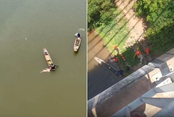 A vítima foi localizada por pescadores, que fizeram o primeiro atendimento e conseguiram retirá-la da água.