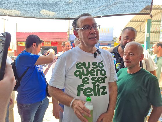 Na agenda, o presidenciável defendeu polêmicas propostas de segurança, como o uso de drones contra o feminicídio.