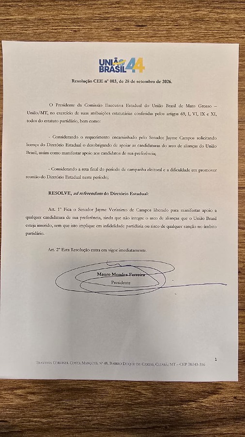 Mauro autoriza Jayme a apoiar Wellington