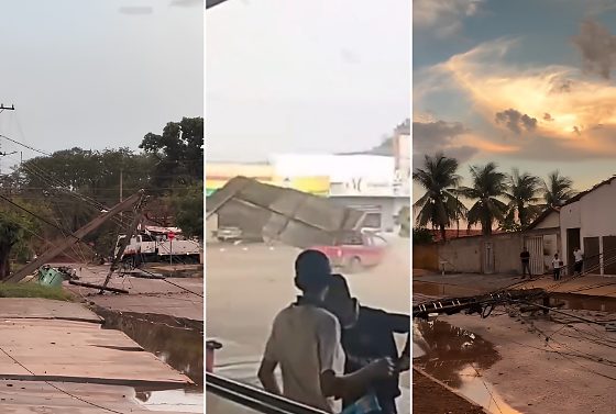 Tempestade provocou queda de árvores e postes, destelhou imóveis e deixou milhares de moradores sem energia nas duas cidades.