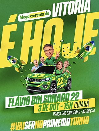 Coronel lidera carreata pró Flávio Bolsonaro em Cuiabá neste sábado