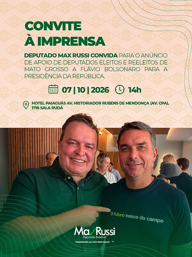 Max Russi lidera mobilização de deputados por Flávio Bolsonaro em Cuiabá