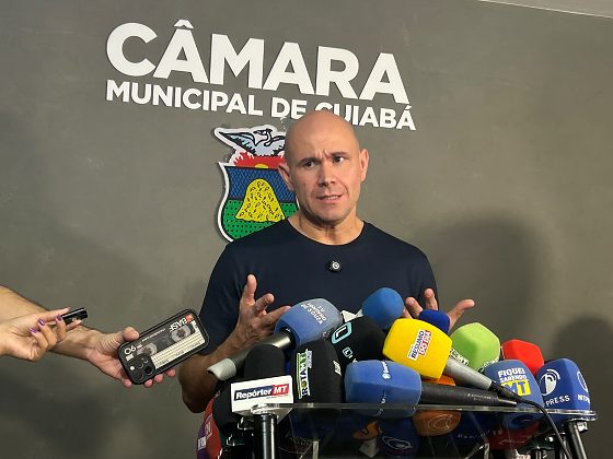 O prefeito de Cuiabá, Abilio Brunini, deu coletiva após eleição da nova Mesa Diretora da Câmara.