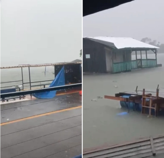 Vídeos gravados por moradores mostram a intensidade da chuva e das rajadas de vento que atingiram a região.