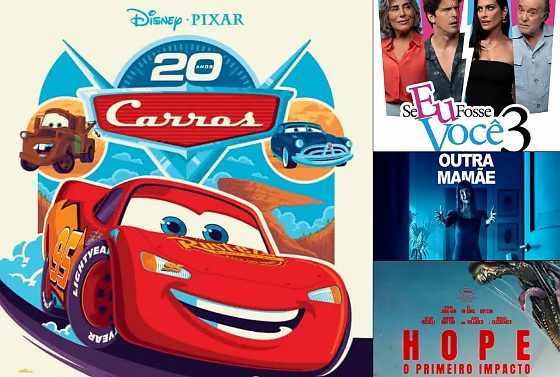 Relançamento de ‘Carros’ e novas sequências de franquias conhecidas são os destaques da programação desta quinta-feira (8).