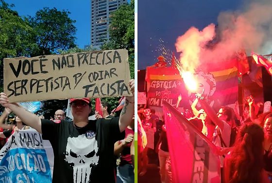 Professores, estudantes e servidores participam de manifestação em apoio à reeleição de Lula na UFMT, nesta sexta-feira