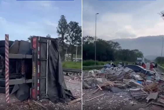 A colisão provocou a interdição total da pista nos dois sentidos.