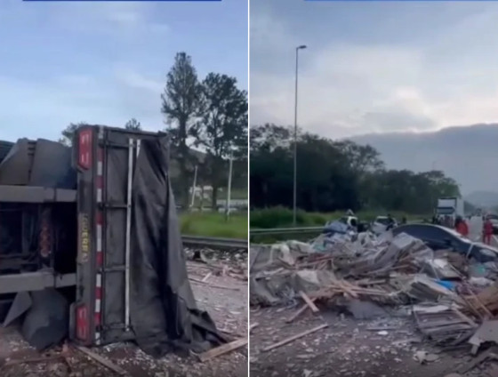 A colisão provocou a interdição total da pista nos dois sentidos.