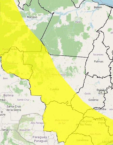 Mapa de alerta do Inmet para este domingo (11)