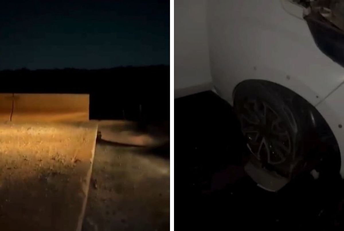 Carro cai em obra sem sinalização e deixa ferida em Cuiabá