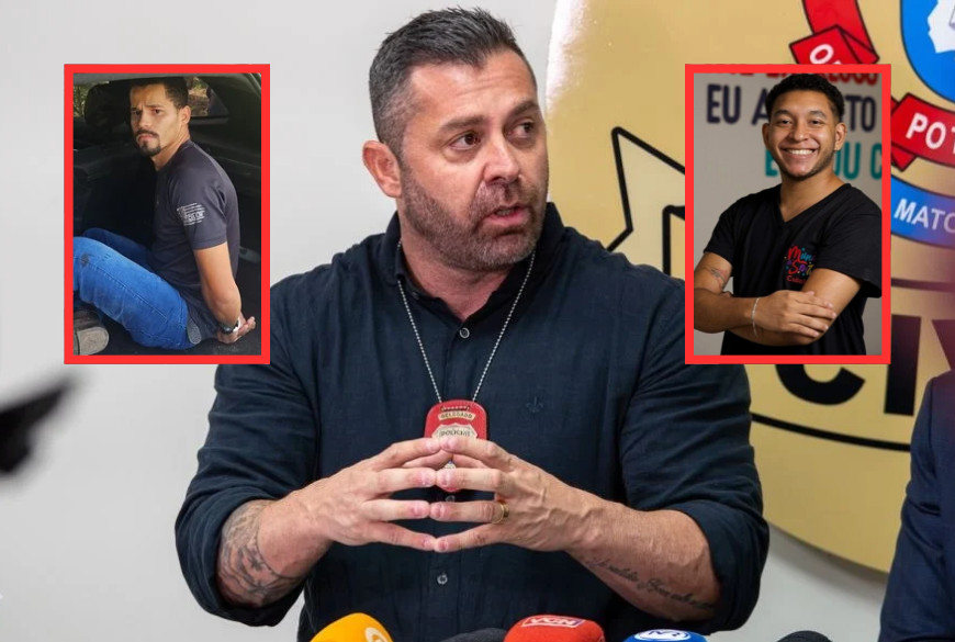 Bruno Abreu (ao centro) apontou que Elias (à esq.) manteve contato com o irmão gêmeo de Breno (à dir.) usando o telefone do professor.