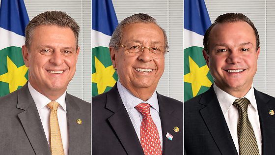 Da esquerda para a direita, Carlos Fávaro, Jayme Campos e Wellington Fagundes; os três votaram a favor do fim da escala 6x1.