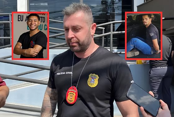Bruno Abreu é responsável pelas investigações do assassinato de Breno Antonio Humberto de Moraes (à esq.), cujo principal envolvido é Elias Samuel Delgado da Silva (à dir.).