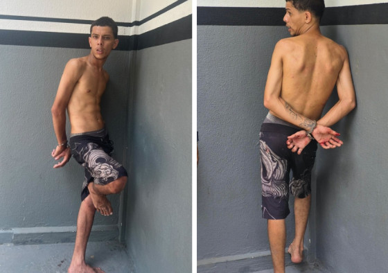 Artur, de 19 anos, foi preso em flagrante após tentar fugir da Polícia Militar.