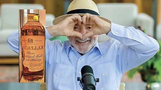 O presidente: “Eu não sei se deu, mas se deu, já bebi”, disse ele, ao ser perguntado sobre o assunto