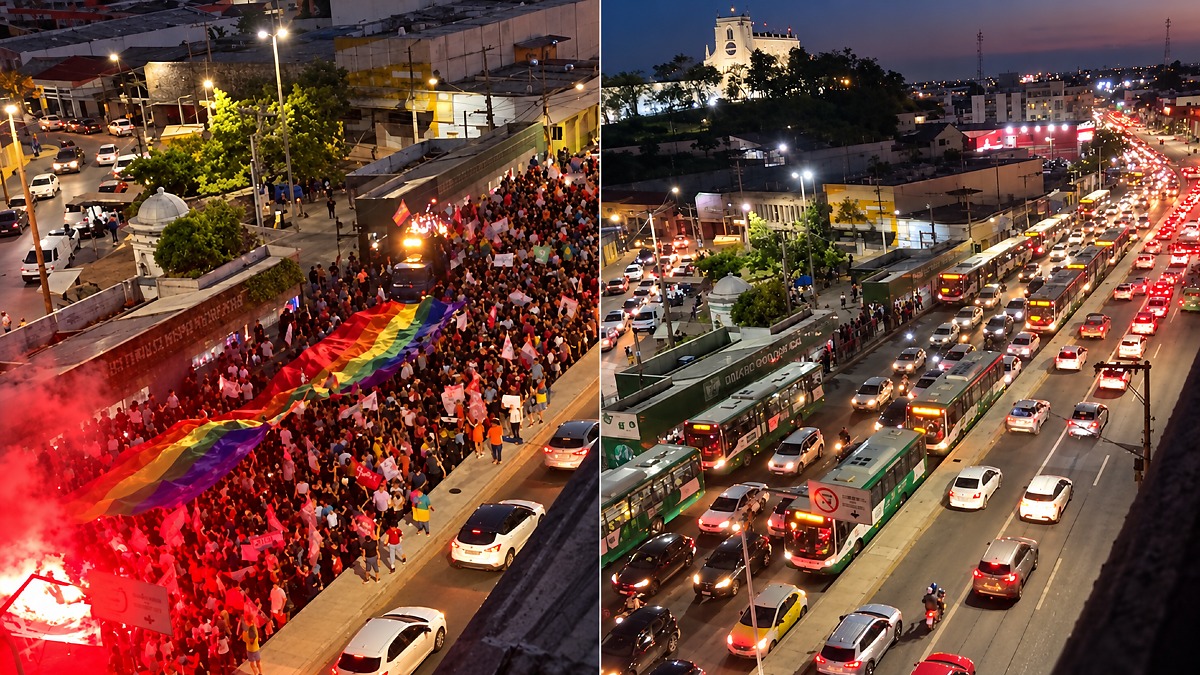 Manifestação pró-Lula causa congestionamento no Centro de Cuiabá, MT
