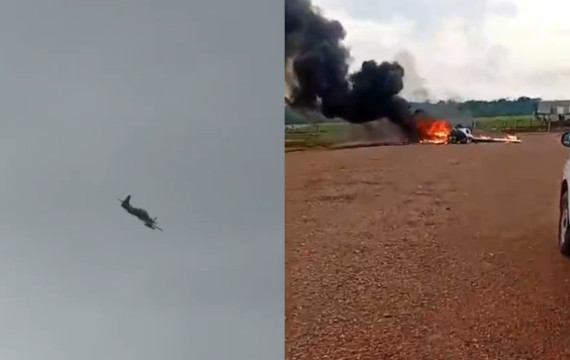 Avião foi incendiado após pousar em pista clandestina durante tentativa de interceptação da FAB, segundo o Gefron.