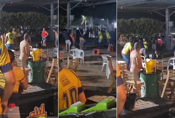 A confusão ocorreu por volta das 22h15, no pátio de um posto de combustíveis.