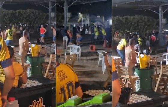 A confusão ocorreu por volta das 22h15, no pátio de um posto de combustíveis.