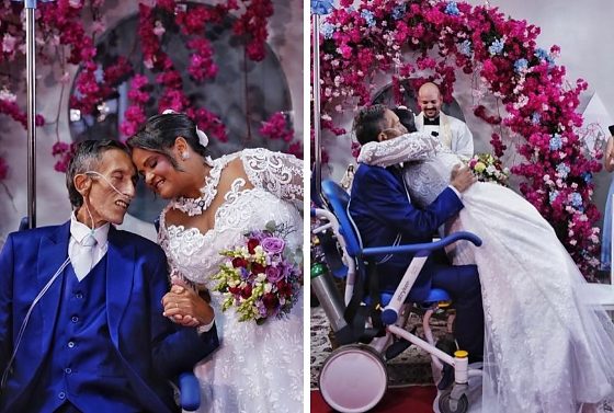 Olene e Deoclides Arruda celebram o matrimônio em cerimônia realizada no HCanMT.