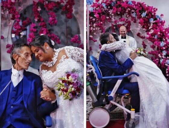 Olene e Deoclides Arruda celebram o matrimônio em cerimônia realizada no HCanMT.