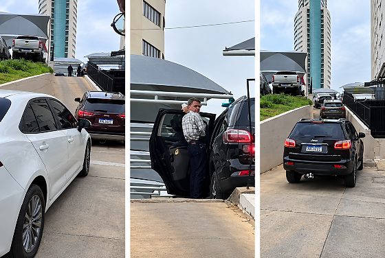 Veículos de luxo chegam na sede da PF em Cuiabá.