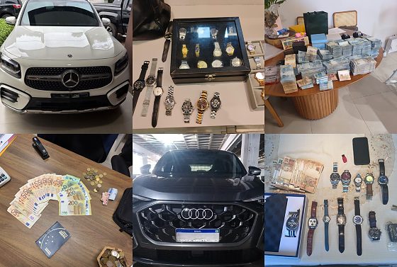 Dinheiro em diferentes moedas, celulares, relógios, armas e outros itens foram apreendidos pela Polícia Federal durante a Operação Tomada de Contas